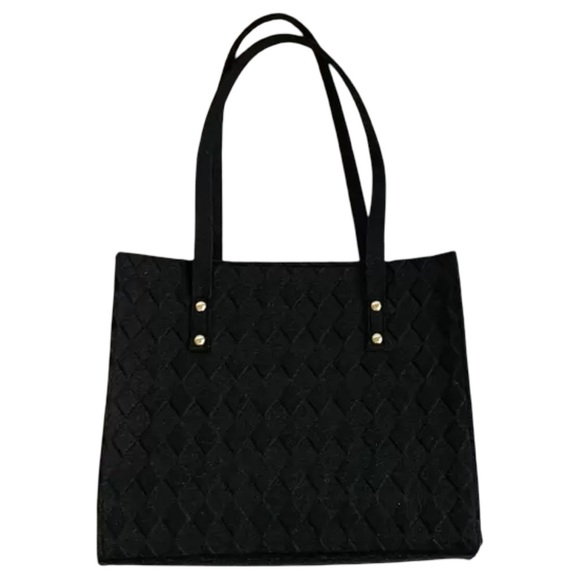 Black Quilted Felt Scarf Decor Bag Purse - Picture 4 of 10